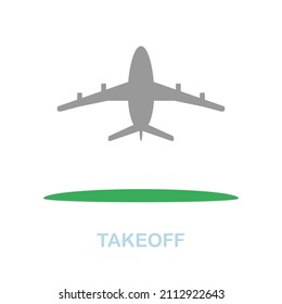 Takeoff flat icon. Colored element sign from airport collection. Flat Takeoff icon sign for web design, infographics and more.