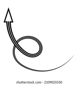 Takeoff icon, rise up arrow, the path to bright happy future