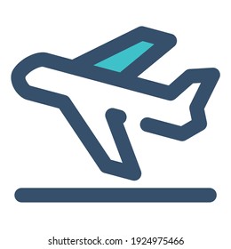 takeoff icon using filled line style and blue color