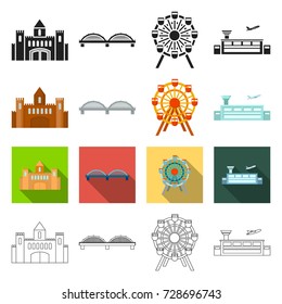 take-off, infrastructure, travels and other web icon in different style.plane, airport, strip, icons in set collection.