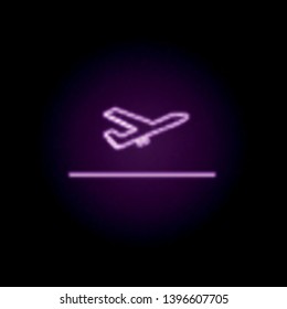 Takeoff neon icon. Elements of airport set. Simple icon for websites, web design, mobile app, info graphics
