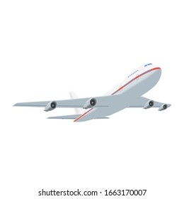 Take-off passenger plane, flying plane on a white background