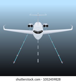 Takeoff of a private jet. Vector