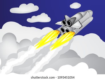 Take-off Rocket launch representing high grow of business start up.
