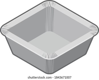Takeout Aluminum Square Cups. Isometric colorful illustration.