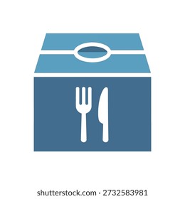 Takeout Box with Fork and Knife Icon Food Delivery