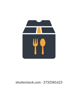 Takeout Box with Utensils Flat Icon