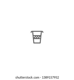 take-out coffee with cap. disposable cardboard cup of coffee. Paper container icon. Isolated on white background. Vector outline Illustration. Fast food business lunch picrogram.