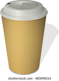 Take-out coffee cup with a cap isolated on white
