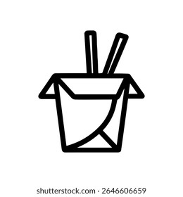 Recipiente de retirada com pauzinhos prontos para comer. Ilustração de Símbolo de Ícone