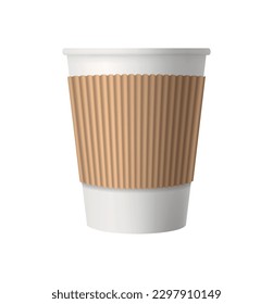 Takeout fastfood package realistic composition with isolated image of paper container on blank background vector illustration