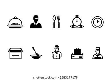 Takeout  Food Delivery Icon Set – Cloche, Plate, Fork More