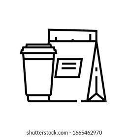 Takeout Food Line Icon, Concept Sign, Outline Vector Illustration, Linear Symbol.