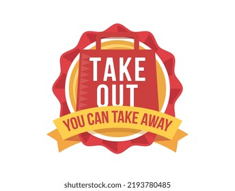 Takeout icon vector illustration label