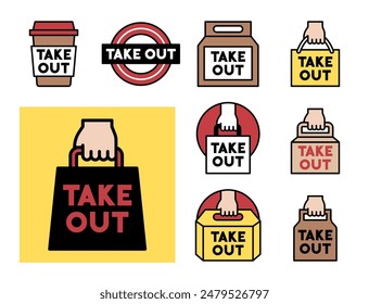 Takeout icons set 1 vector illustration