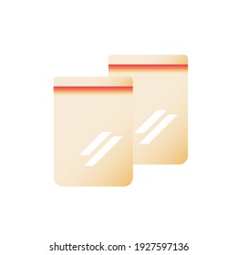 Takeout package vector flat color icon. Plastic and paper bags for shopping. Fast food delivery. Grocery order. Meal wrapping. Cartoon style clip art for mobile app. Isolated RGB illustration