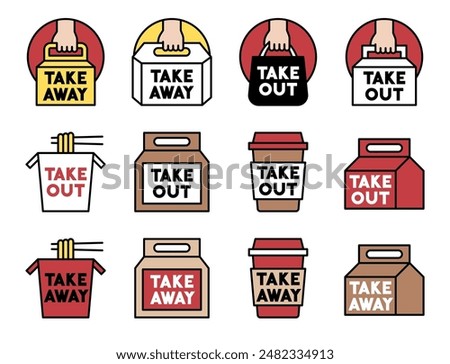 Takeout and Takeaway icons set 2 vector illustration