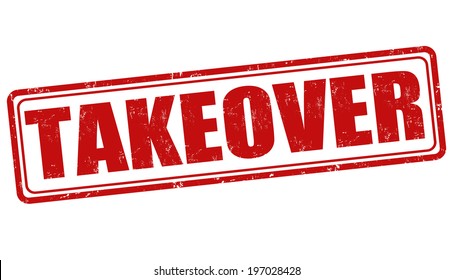Takeover grunge rubber stamp on white, vector illustration