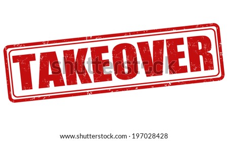 Takeover grunge rubber stamp on white, vector illustration