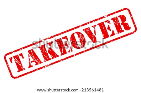 Takeover red stamp text on white