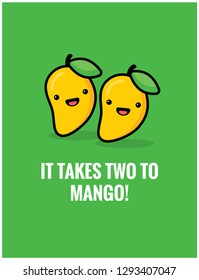 Takes Two Mango Cute Vector Illustration Stock Vector Royalty Free