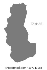 Takhar Afghanistan map grey illustration silhouette