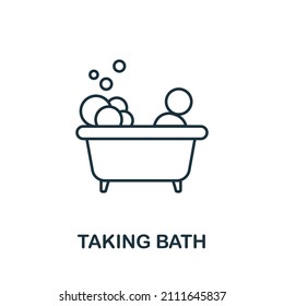 Taking Bath icon. Line element from home rest collection. Linear Taking Bath icon sign for web design, infographics and more.