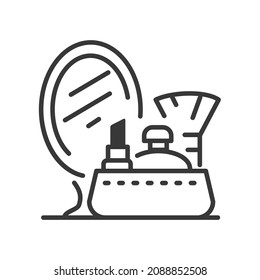 Taking care of appearance - vector line design single isolated icon