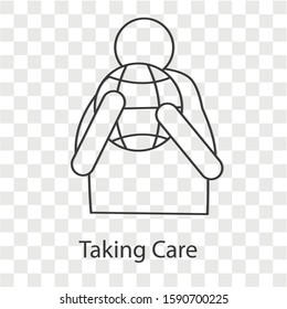 Taking care concept on transparency background. Creative idea design. line vector illustration for template, brochure or presentation. 