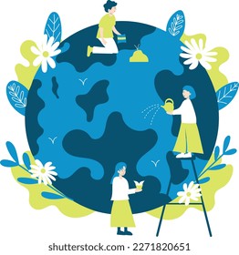 Taking care of earth illustration