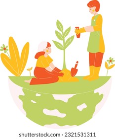 Taking Care of Earth Illustration