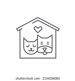 Taking care of pets - modern black line design style icon