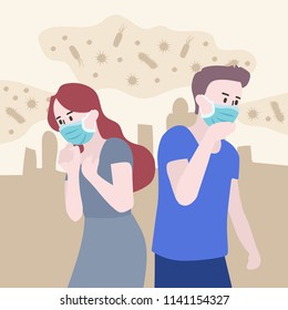 Taking care of yourself in public. Many people catch a cold. City is filled with anthrax. The spread for new diseases.