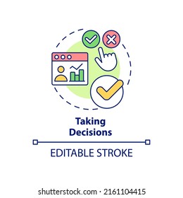 Taking decisions concept icon. Big data processing advantage abstract idea thin line illustration. Identifying patterns. Isolated outline drawing. Editable stroke. Arial, Myriad Pro-Bold fonts used