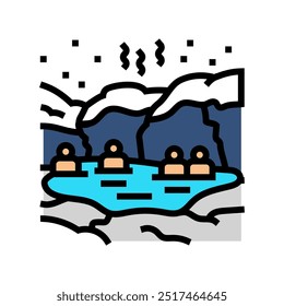 taking dip hot spring winter color icon vector. taking dip hot spring winter sign. isolated symbol illustration