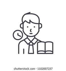 Taking an examination black icon concept. Taking an examination flat  vector symbol, sign, illustration.