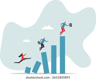 Taking initiative to win business competition, determination or entrepreneurship to overcome difficulty and success,people concept.
