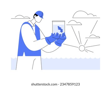 Taking marine samples abstract concept vector illustration. Professional marine biologist testing samples, ecology industry, environmental science, exploring and analyzing water abstract metaphor.