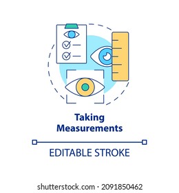 Taking measurements concept icon. Medical tests and preparation. Eye measurements before lasik surgery abstract idea thin line illustration. Vector isolated outline color drawing. Editable stroke