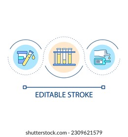 Taking medical tests loop concept icon. Medical analysis methods. Identification of patient problem abstract idea thin line illustration. Isolated outline drawing. Editable stroke. Arial font used