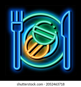 Einnahme von Mediation Supplements Neonhellzeichenvektor. Leuchtendes Symbol. transparente Symbolillustration
