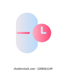 Taking Medicine On Time Flat Gradient Two-color Ui Icon. Regular Treatment. Capsule Dosage Form. Simple Filled Pictogram. GUI, UX Design For Mobile Application. Vector Isolated RGB Illustration