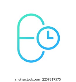 Icono de ui lineal con gradiente perfecto para píxeles a tiempo. Tratamiento regular. Forma de dosificación de la cápsula. Símbolo de interfaz de usuario de color de línea. Pictograma de estilo moderno. Ilustración de contorno aislado del vector