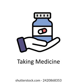 Taking Medicine vector Filled outline icon style illustration. EPS 10 File