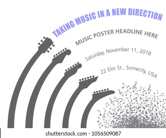 Taking music in a new direction exciting event poster with space for type for print or web use