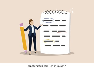 Taking note for study and work, efficiency way for important information, summary or conclusion, planning or productivity concept, young woman holding pencil with notebook for taking note.