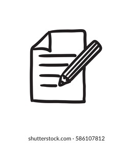 Taking note vector sketch icon isolated on background. Hand drawn Taking note icon. Taking note sketch icon for infographic, website or app.