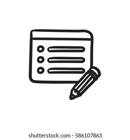 Taking note vector sketch icon isolated on background. Hand drawn Taking note icon. Taking note sketch icon for infographic, website or app.