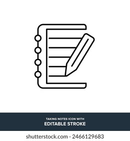 taking notes flat icon with editable stroke