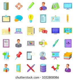 Taking notes icons set. Cartoon set of 36 taking notes vector icons for web isolated on white background